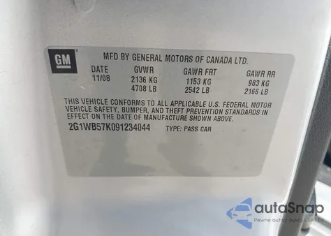 2009 Chevrolet Impala Ls z USA, uszkodzony, nr VIN 2G1WB57K091234044